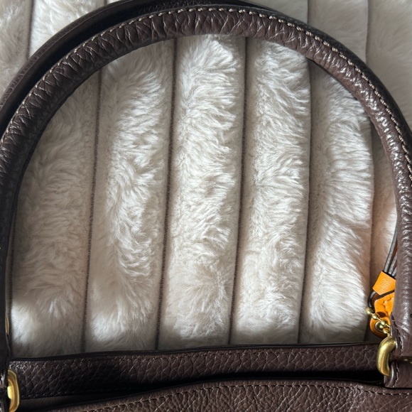 Coach Dark Brown Leather Satchel with Gold Accents - Picture 5 of 6